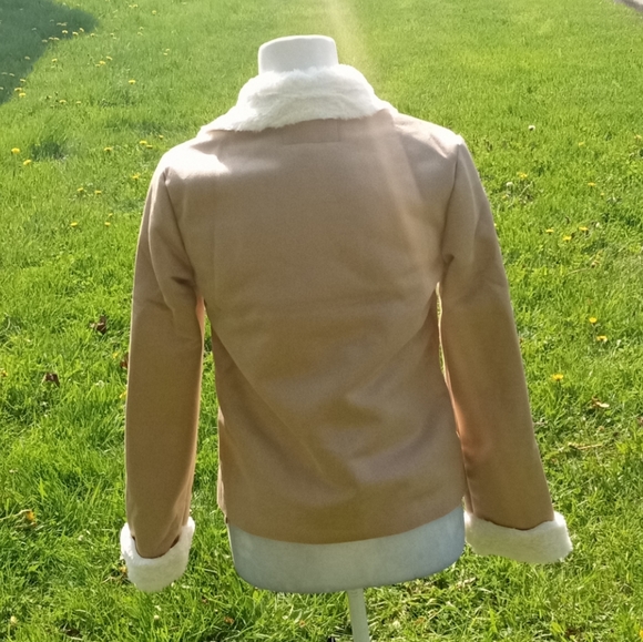 Long Sleeve Double Breasted Fur Lined Suede Jacket - Picture 10 of 12